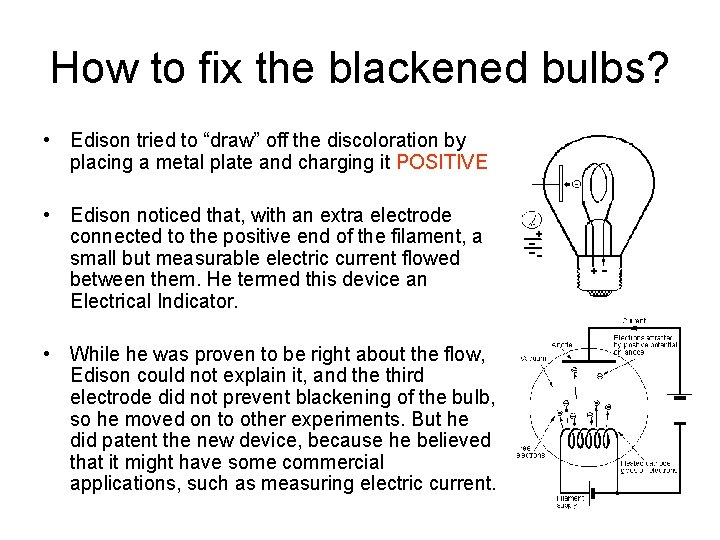 How to fix the blackened bulbs? • Edison tried to “draw” off the discoloration