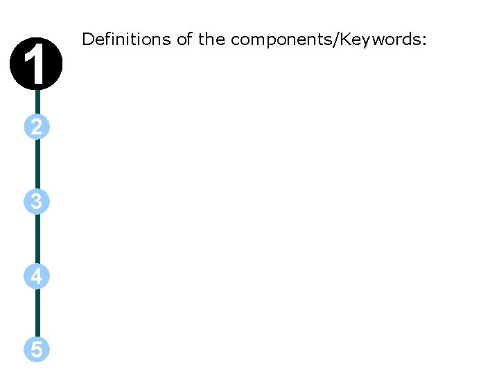 1 2 3 4 5 Definitions of the components/Keywords: 