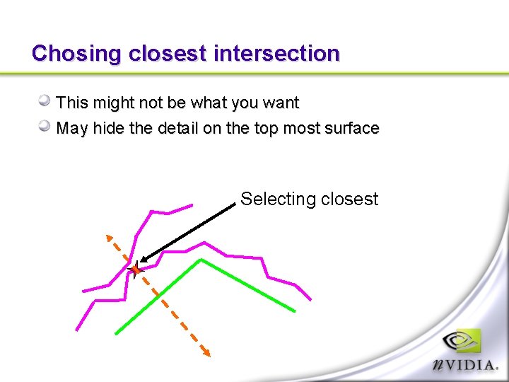 Chosing closest intersection This might not be what you want May hide the detail