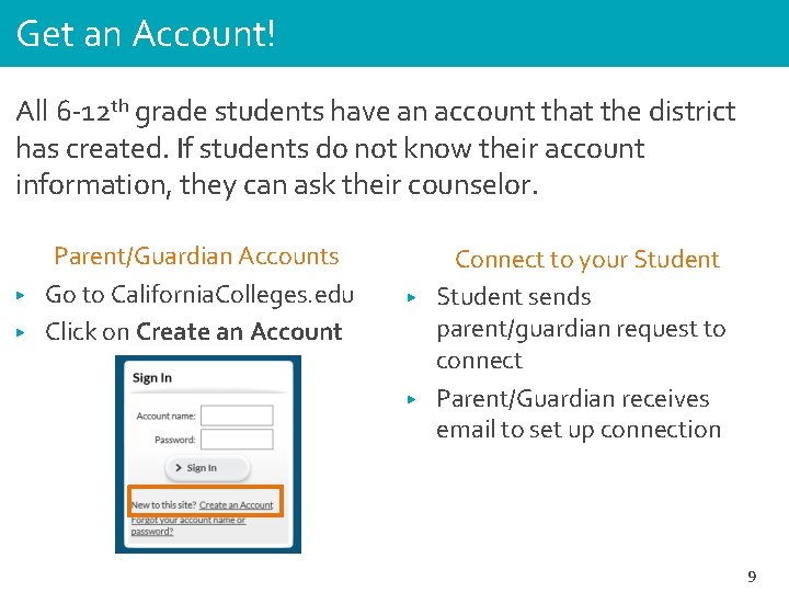 Get an Account! All 6 -12 th grade students have an account that the