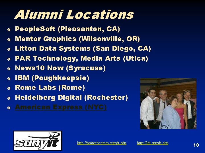Alumni Locations o o o o o People. Soft (Pleasanton, CA) Mentor Graphics (Wilsonville, Alumni Locations o o o o o People. Soft (Pleasanton, CA) Mentor Graphics (Wilsonville,