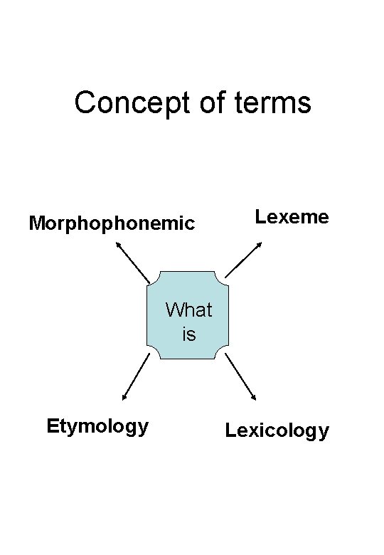 Concept of terms Morphophonemic Lexeme What is Etymology Lexicology 