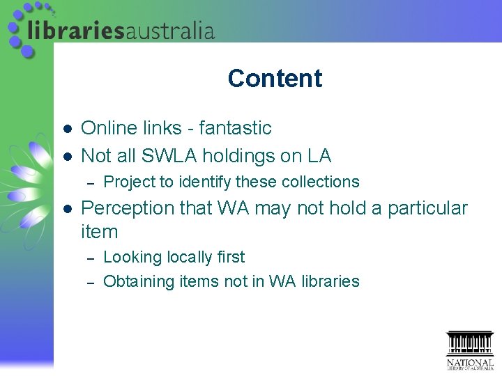 Content l l Online links - fantastic Not all SWLA holdings on LA – Content l l Online links - fantastic Not all SWLA holdings on LA –