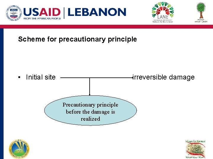 Scheme for precautionary principle • Initial site irreversible damage Precautionary principle before the damage Scheme for precautionary principle • Initial site irreversible damage Precautionary principle before the damage