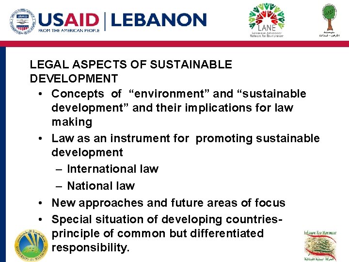 LEGAL ASPECTS OF SUSTAINABLE DEVELOPMENT • Concepts of “environment” and “sustainable development” and their LEGAL ASPECTS OF SUSTAINABLE DEVELOPMENT • Concepts of “environment” and “sustainable development” and their
