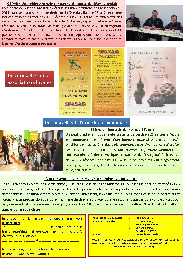 9 février: Assemblée générale : Le bureau du comité des fêtes reconduit La présidente