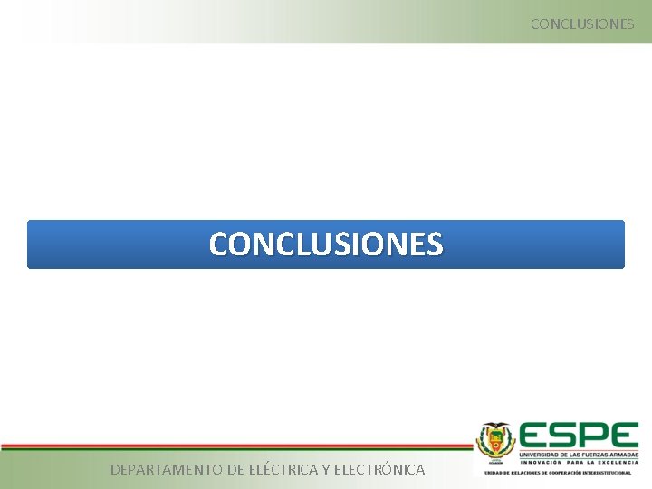 CONCLUSIONES DEPARTAMENTO DE ELÉCTRICA Y ELECTRÓNICA 