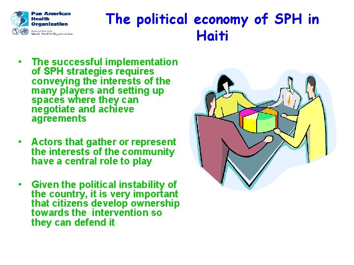 The political economy of SPH in Haiti • The successful implementation of SPH strategies
