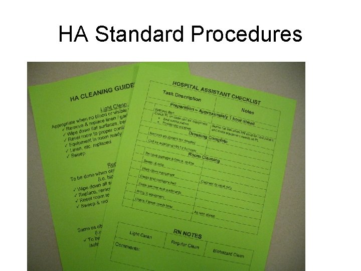 HA Standard Procedures 