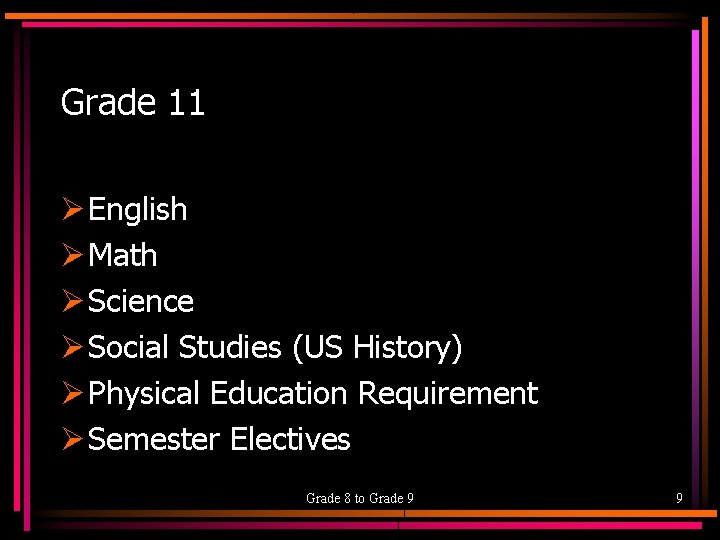 Grade 11 Ø English Ø Math Ø Science Ø Social Studies (US History) Ø