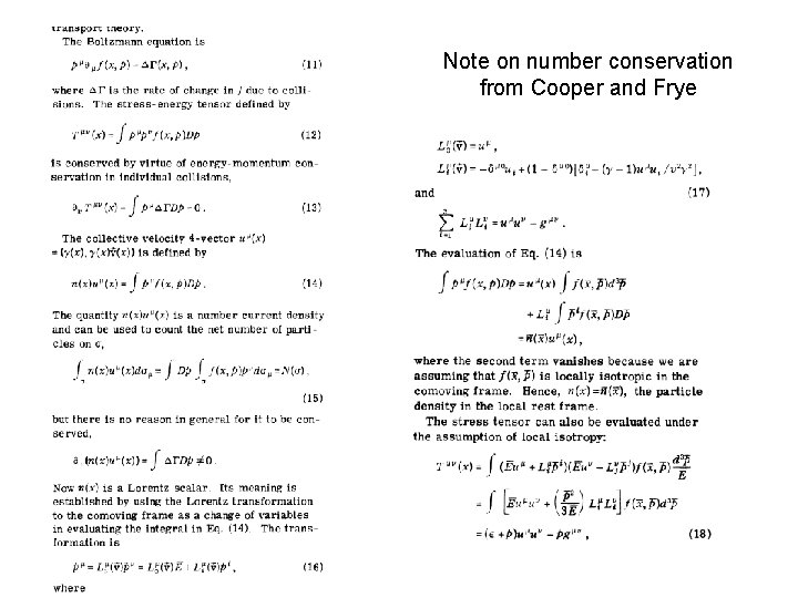 Note on number conservation from Cooper and Frye 