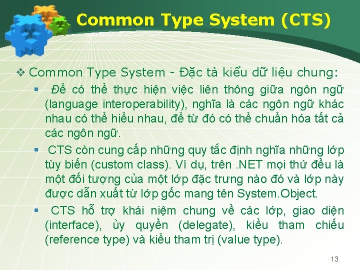 Common Type System (CTS) v Common Type System - Đặc tả kiểu dữ liệu