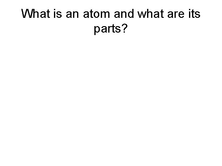 What is an atom and what are its parts? What is an atom and what are its parts?