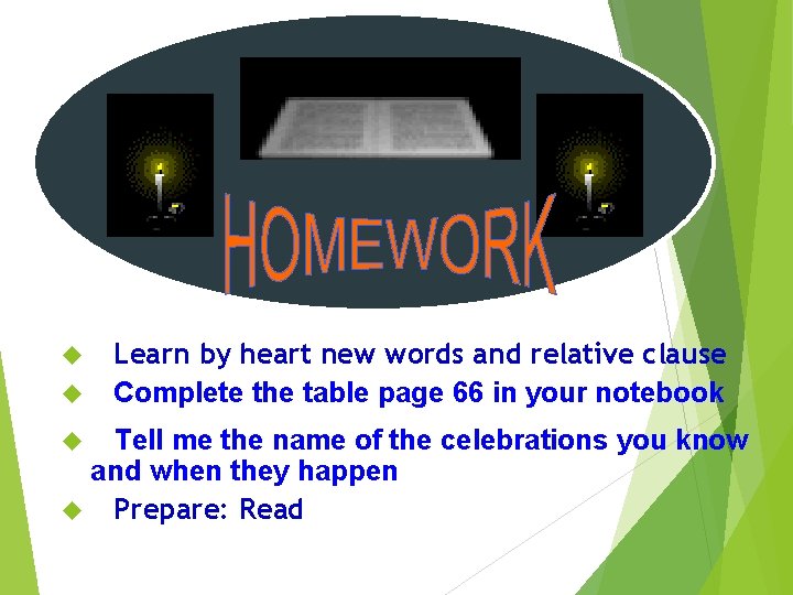  Learn by heart new words and relative clause Complete the table page 66