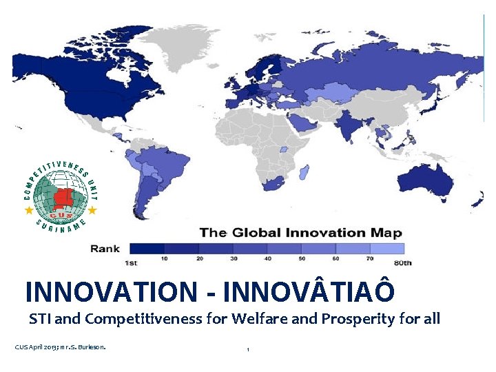 INNOVATION - INNOV TIAÔ STI and Competitiveness for Welfare and Prosperity for all CUS INNOVATION - INNOV TIAÔ STI and Competitiveness for Welfare and Prosperity for all CUS