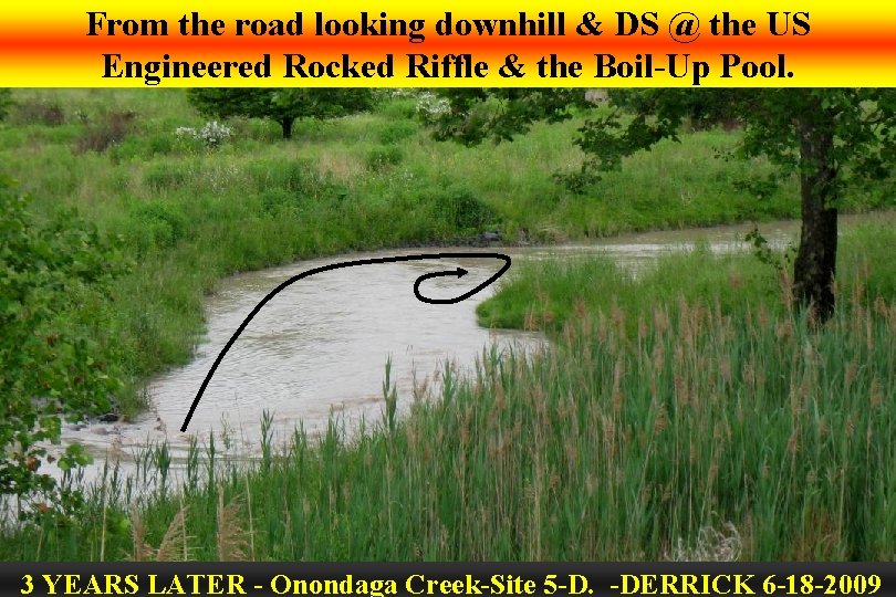 From the road looking downhill & DS @ the US Engineered Rocked Riffle &