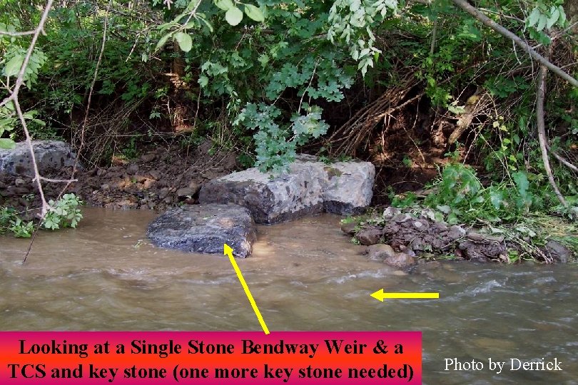 Looking at a Single Stone Bendway Weir & a TCS and key stone (one