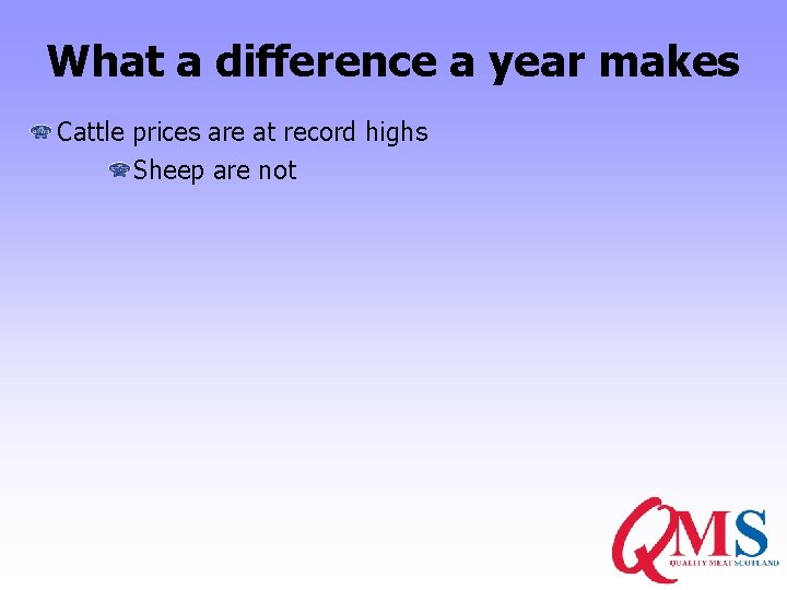 What a difference a year makes Cattle prices are at record highs Sheep are