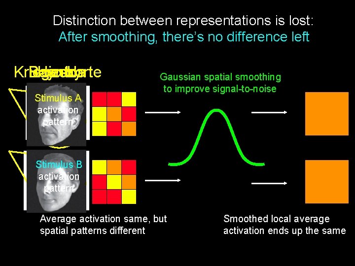 Distinction between representations is lost: After smoothing, there’s no difference left Kriegeskorte Boynton Raizada