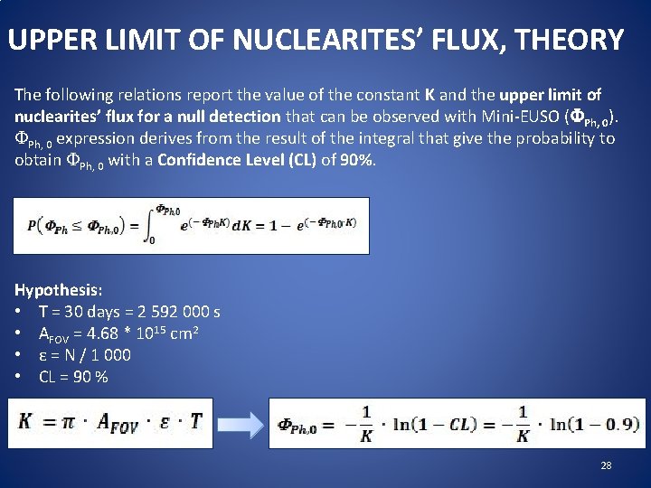 UPPER LIMIT OF NUCLEARITES’ FLUX, THEORY The following relations report the value of the