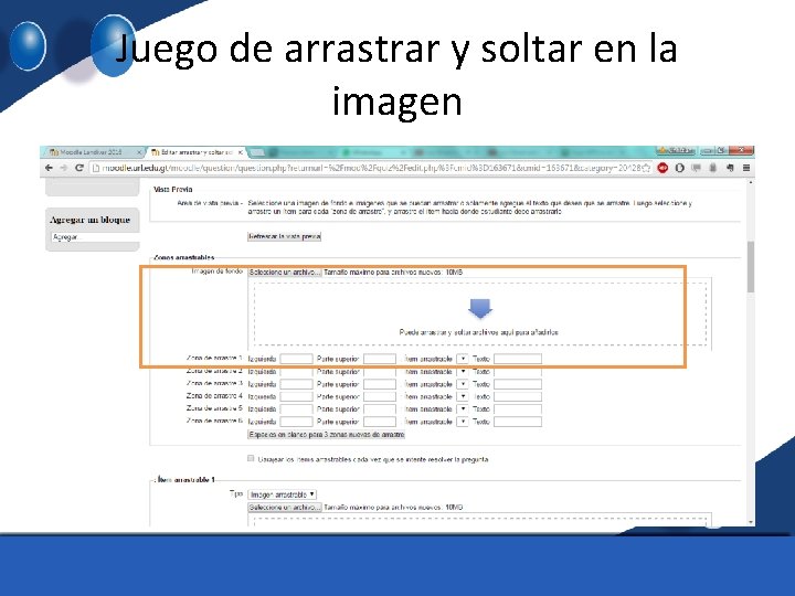 Juego de arrastrar y soltar en la imagen 