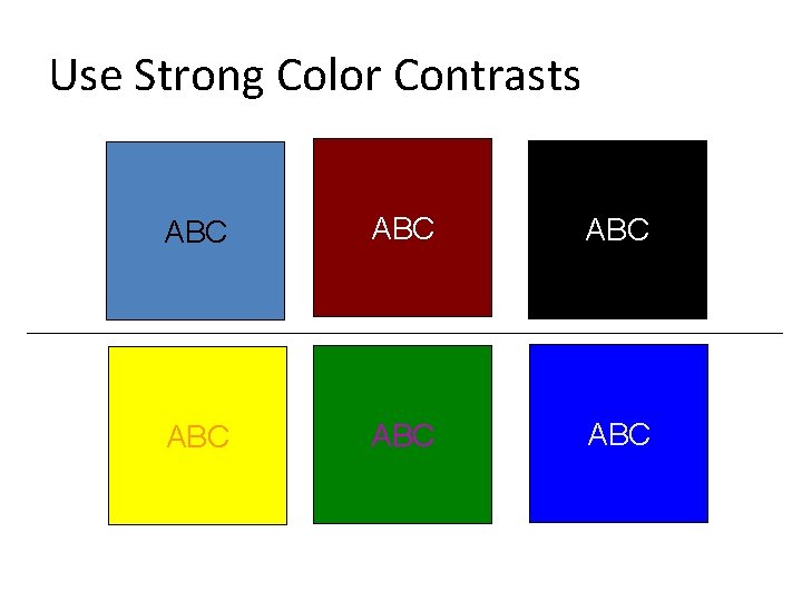 Use Strong Color Contrasts ABC ABC ABC 