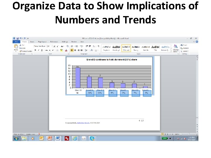 Organize Data to Show Implications of Numbers and Trends 