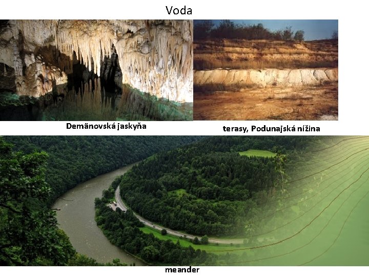 Voda Demänovská jaskyňa terasy, Podunajská nížina meander 