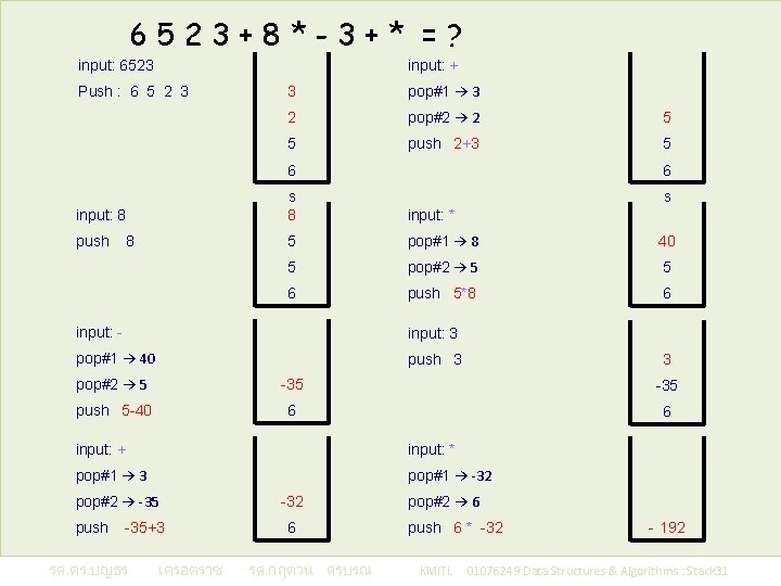 6523+8*-3+* =? input: 6523 input: + Push : 6 5 2 3 3 pop#1