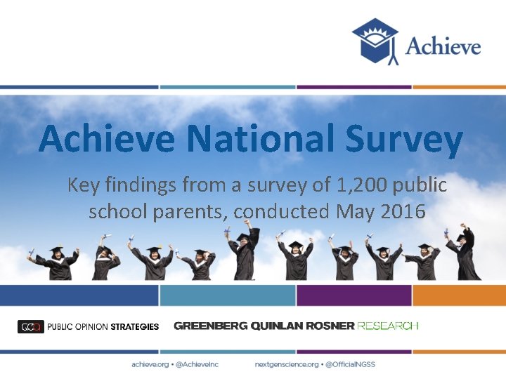 Achieve National Survey Key findings from a survey of 1, 200 public school parents,