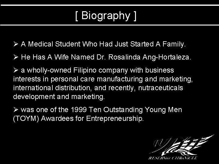 [ Biography ] Ø A Medical Student Who Had Just Started A Family. Ø