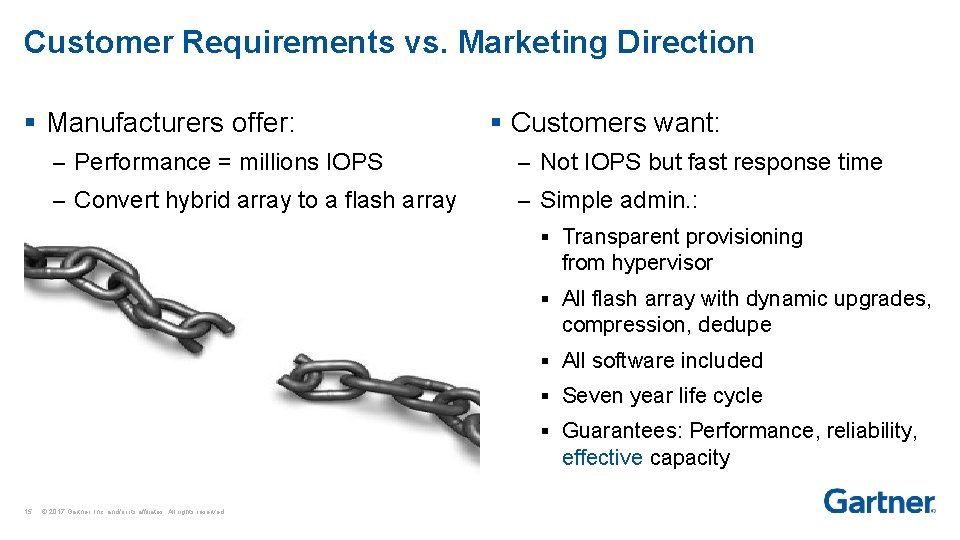 Customer Requirements vs. Marketing Direction § Manufacturers offer: § Customers want: – Performance =