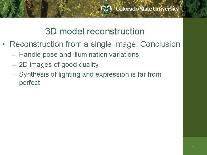 3 D model reconstruction • Reconstruction from a single image: Conclusion – Handle pose