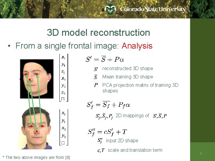 3 D model reconstruction • From a single frontal image: Analysis reconstructed 3 D