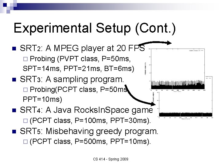 Experimental Setup (Cont. ) n SRT 2: A MPEG player at 20 FPS. ¨