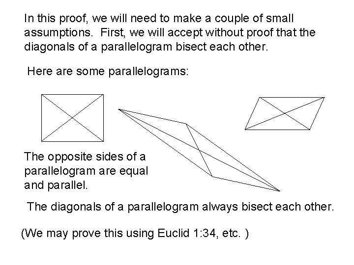 In this proof, we will need to make a couple of small assumptions. First,