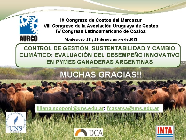IX Congreso de Costos del Mercosur VIII Congreso de la Asociación Uruguaya de Costos