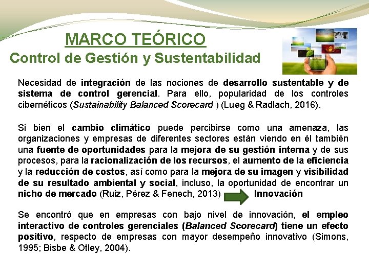 MARCO TEÓRICO Control de Gestión y Sustentabilidad Necesidad de integración de las nociones de