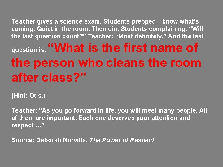 Teacher gives a science exam. Students prepped—know what’s coming. Quiet in the room. Then