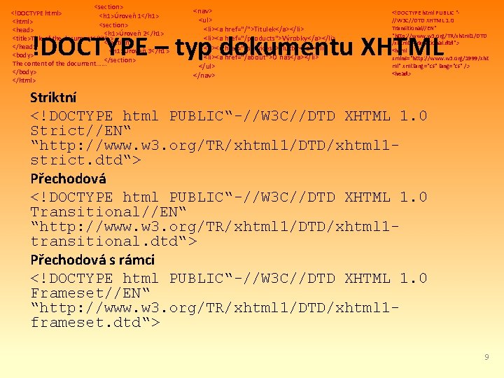 <section> <!DOCTYPE html> <h 1>Úroveň 1</h 1> <html> <section> <head> <h 1>Úroveň 2</h 1>