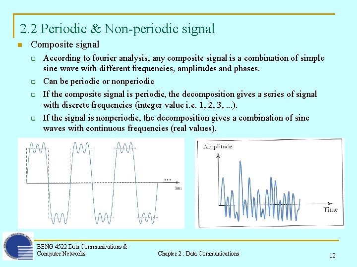 2. 2 Periodic & Non-periodic signal n Composite signal q q According to fourier