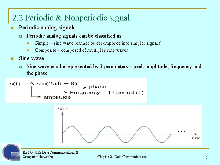 2. 2 Periodic & Nonperiodic signal n Periodic analog signals q Periodic analog signals