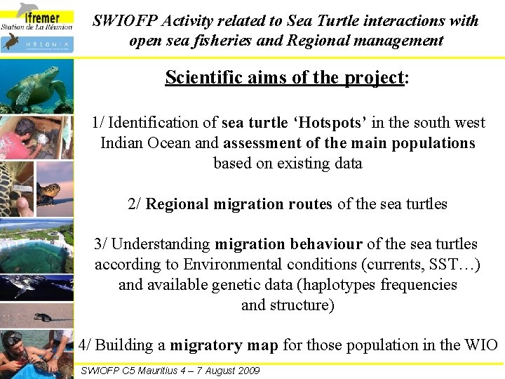 SWIOFP Activity related to Sea Turtle interactions with open sea fisheries and Regional management