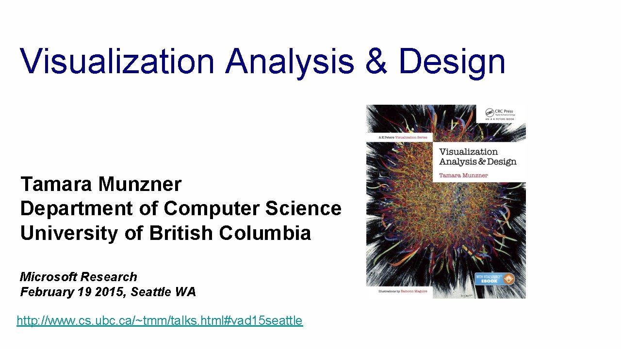 Visualization Analysis & Design Tamara Munzner Department of Computer Science University of British Columbia