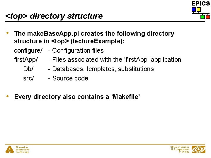 <top> directory structure • The make. Base. App. pl creates the following directory structure