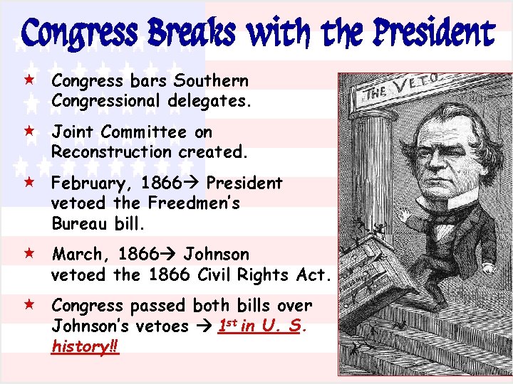 Congress Breaks with the President « Congress bars Southern Congressional delegates. « Joint Committee