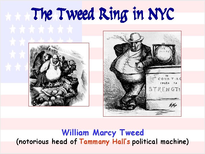 The Tweed Ring in NYC William Marcy Tweed (notorious head of Tammany Hall’s political