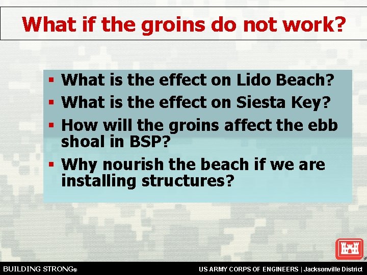 What if the groins do not work? § What is the effect on Lido