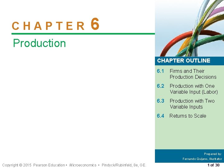 CHAPTER 6 Production CHAPTER OUTLINE 6. 1 Firms and Their Production Decisions 6. 2