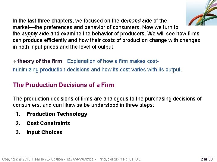 In the last three chapters, we focused on the demand side of the market—the